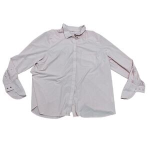 Coolibar‎ Amara Smart Shirt UPF 50+ snap up long sleeve Pink Stripe Women's 2X